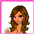 Pixel art contact sheet showing three animated frames of a cartoon woman with long brown hair holding a makeup item, accompanied by text about spending time on makeup versus studies.