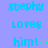 Pixelated text on light blue background with green heart symbol, two identical static frames side-by-side.