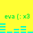 Green text 'eva (: x3' appears above cyan bar graphs on a yellow background, with bar graph patterns changing across frames.