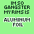Green background with black text reading "IM SO GANGSTER MY RIMS IS" above a pixelated phrase that alternates between "ALUMINUM FOIL" and "FLEX FENIX" in white block letters.