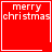 Red square icon with white text reading "merry christmas" and a small white heart symbol in the bottom-right corner.