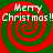 Four identical red and green spiral patterns with 'Merry Christmas!!' text overlaid in white pixelated font, arranged in a on a solid red background