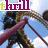 A repeating pattern of stylized 'thrill' text in magenta and yellow over a background featuring the Eiffel Tower, with small yellow star icons appearing sequentially.