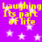 Purple background with white stars and yellow text reading "Laughing Its part of life" repeated in four quadrants.