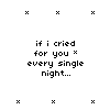 Pixelated text in four sections on a white background with small black X marks, forming a poetic question about being noticed.