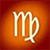 Static 50x50 pixel icon featuring a stylized Virgo zodiac symbol in light beige against an orange-red gradient background with visible pixelation and dithering effects.