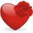 A red heart-shaped icon with a rose partially overlapping its upper right section, rendered in pixelated style against white background.
