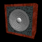 Two identical square icons with brown borders, gray backgrounds, and central circular patterns showing concentric rings around a white dot.