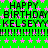 Green background with pink stars and repeated black text reading "HAPPY BIRTHDAY KELSEYY" and "!!!!!!!!!!" in a pixelated style.
