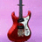 Pixelated red electric guitar with white pickguard on light purple background, blue with white text "LOVE" and "ROCK" and number "2"