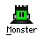 Animated green and black pixelated monster icon with changing body shapes and head positions, labeled 'Monster' beneath each frame.