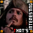 repeated character portraits with alternating text overlays, each portrait showing a person in a tricorn hat and dark clothing against a pixelated background