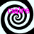 Four identical black-and-white spiral patterns arranged in a , each with pink text "claire" overlaid