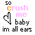 nine identical pixel-art icons showing a heart-shaped hand gesture with text 'crush me baby im all ears' in varying colors, one icon missing on the right