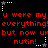 Red pixelated text on black background repeats 'u were my everything!everything!everything! but now urbut now urbut now ur nutin!nutin!nutin!' with white and gray star-shaped cursor icons at corners.