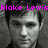 Pixelated grayscale portrait of a person with dark hair, overlaid with bright pink text reading "Blake Lewis" at the top.