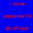 Blue background with red text 'i love', 'jennifer<3', and '10-17-07' arranged in a , some containing white rectangles