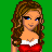 Pixel art Christmas-themed buddy icon featuring a woman in Santa outfit, Christmas tree, and text "all want x i for mas is kyle" on red background.