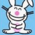 A 50x50 pixel animated buddy icon featuring a cartoon bunny with exaggerated features against a solid light blue background, accompanied by yellow text reading "I Love They're BOYS Stupid".