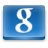 Blue rectangular icon with rounded corners featuring a white stylized lowercase 'g' on a gradient blue background.