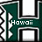 Green and white stylized 'H' with pixelated text reading Hawaii Warriors inside the letter.