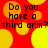 Red background with yellow circles and black text reading 'Do you have a third arm? third arm?' in pixelated font.