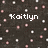 Pixelated dark background with scattered light pink and white dots, featuring the name 'Kaitlyn' in white blocky text at center.