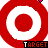 Red and white target bullseyes with pink hearts, black text reading 'TARGET', and scattered pixel dots on a gray background.