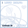 A contact sheet of seven animated frames showing a light blue and white pixel art icon with text elements, hearts, and scribbled lines that change slightly between frames.