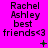 A bright pink background displays three of identical text reading "Rachel Ashley best friends<3" with varying symbols below each