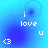 Blue gradient background with white text 'i love u' and '<3' symbols, featuring a circular ripple effect that changes position across frames.