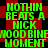 Green pixelated text on red and black background repeats 'NOTHIN BEATS A NICK WOODBINE MOMENT' in a pattern with visible motion blur