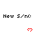 Red pixelated heart symbols appear below repeated 'New S/n:' text across a white background, with a gray rectangle partially obscuring the bottom-right corner.