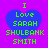 Four identical blue heart-shaped icons with green text on a purple background, each displaying "I Love SARAH SHULBANK SMITH" in pixelated font.