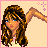 Pixel art of a female ballet dancer with long brown hair, blue eyes, and a pink tutu, shown in a of poses with text labels