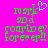 Pixelated green text on bright pink background with a light blue heart symbol above the top line of text.