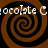 Brown and black spiral pattern with repeated white text "chocolate C" across four quadrants on a dark background.
