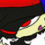 A pixelated character with red eyes and a black head covering, wearing a red band across the forehead and a yellowish face with purple accents.