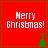 Red square icon with green dotted border displaying 'Merry Ghrismas!' text and green Christmas tree symbols in four quadrants.