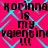 A static image with a bright pink background and cyan diamond-shaped lines, displaying repeated text about 'Kocinna' being someone's valentine.