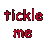 Pixelated buddy icon featuring Elmo with text "tickle me" and "ELMO" alongside red hearts on a gray background.