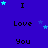 Blue background with repeated text "I Love You" and scattered light blue stars in a pattern