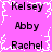 Static image with pink background and white pixelated border displaying repeated names in black text.