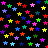 Animated sequence of colorful star clusters on black background, varying in size and color distribution across frames.