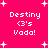 Pixelated text 'Destiny <3's Vada!' on bright pink background with scattered white plus signs, repeated in four identical quadrants.