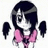 Pixelated anime-style character with dark blue hair, pink bow tie, and white shirt against plain background.