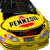 Animated contact sheet showing sequential frames of a yellow NASCAR race car icon with red number 1 and Pennzoil branding, transitioning from full vehicle view to stylized number 1 graphic.