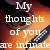 A pixelated image of a guitar with overlaid text reading "My thoughts of you are infinite" and "Just like the chords on my guitar.".
