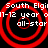 Four identical red spiral patterns with white text reading "South Elgi 11-12 year d1-12 year all-star" on a black background, displayed in a two-by-two