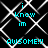 Pixelated cyan text on black background with white pattern, displaying 'i know im AWSOME!!' in two identical vertical sections with slight visual differences between them
